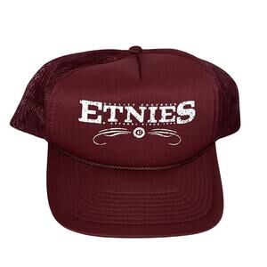 Etnies Footwear and Apparel Trucker Hat Mesh Snapback Burgundy Cap Vintage ￼